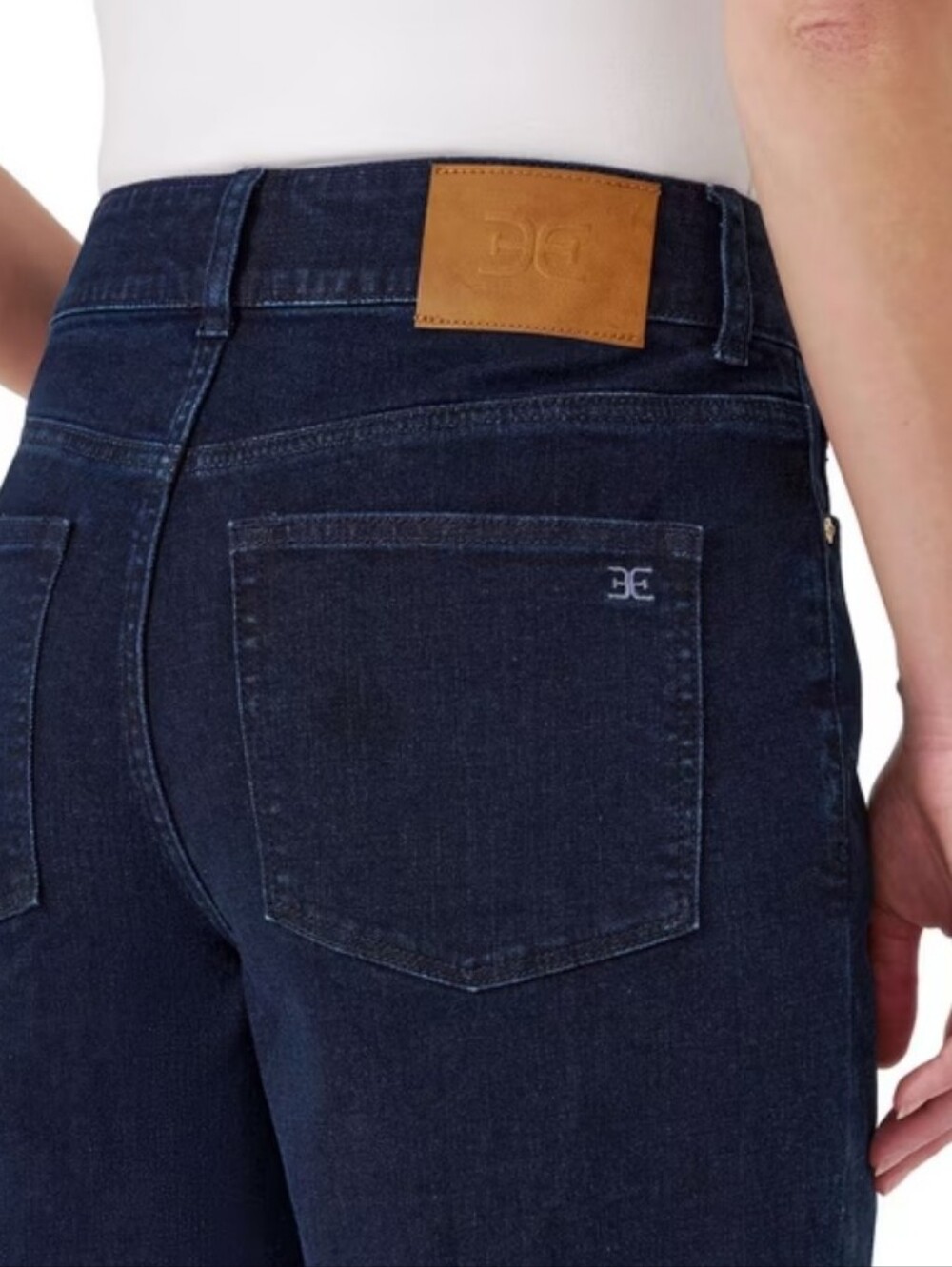 NWT Sam Edelman Pintuck Dark Navy Wash Wide-Leg Jeans High Rise Women's Size 8